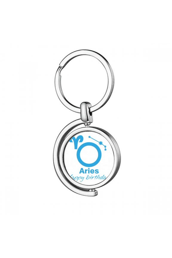 Constellation Fate Birthday Celebration Aries Rotating Keychain Metal Keyring Holder