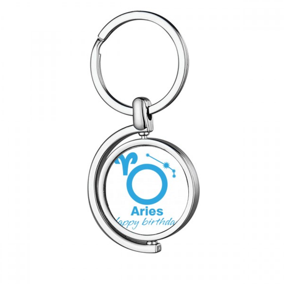Constellation Fate Birthday Celebration Aries Rotating Keychain Metal Keyring Holder