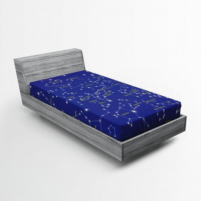 Ambesonne Constellation Fitted Sheet, Names of Stars, Twin XL Size