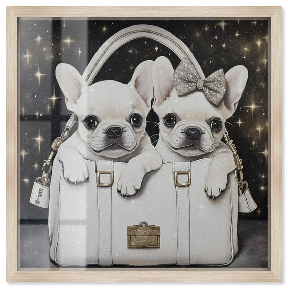 Constellation Frenchie Purse Shadowbox Print Fashion Art Prints by Art Remedy, Blonde Frame, 40 x 40