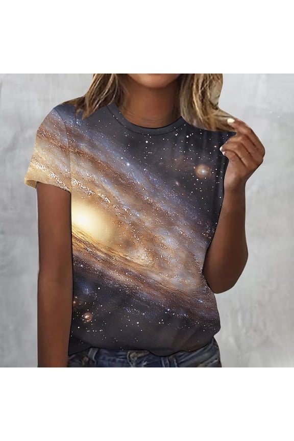 Constellation Glow-in-The-Dark Star Print Crewneck Top for Women | Black Base with Iridescent Celestial Motifs | Soft Cotton Blend | Trendy Streetwear | S-XXL Sizes