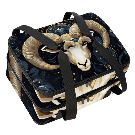 Constellation Insulated Double Layered Lunch Bag with Two Compartments, Large Capacity 7.1x11.4x16.1 Inches, Handheld Meal Bag for Men and Women