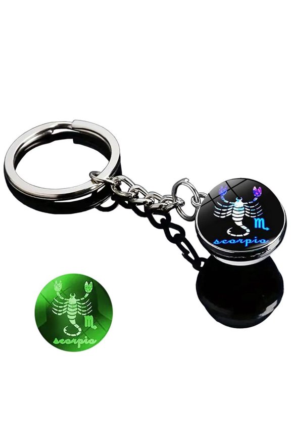 Constellation Key Chain Time Gemstone Keychain Pendant Creative Galaxy Keychain Scorpio