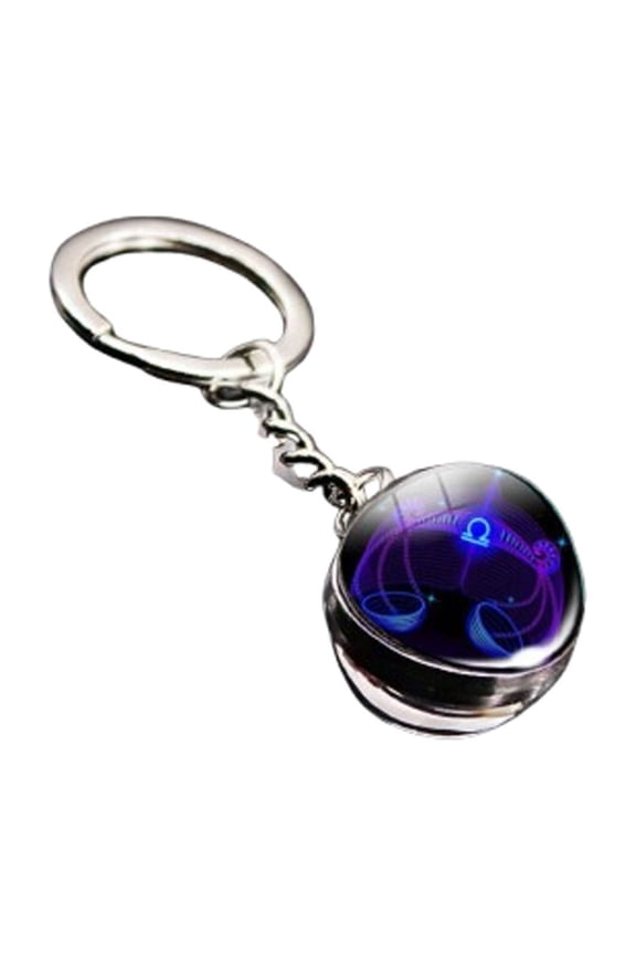Constellation Keychain Pendant Glass Gem Glow in the Dark Zodiac Keyring for Car Keys and Bags Personalized Gift Libra