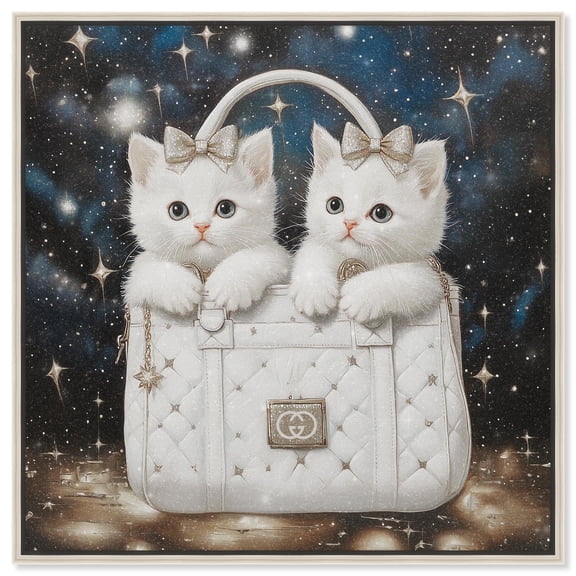 Constellation Kittens Purse Canvas Fashion Art Prints by Art Remedy, Silver Frame, 40 x 40