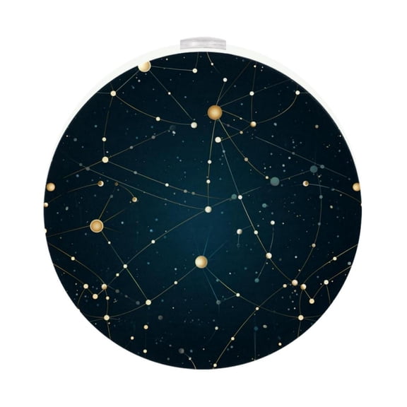 Constellation LED Round Night Light-2PCS: Dimmable Plug-in Lamp with Auto Sensor for Bedroom or Nursery, Energy Saving and Safe Illumination