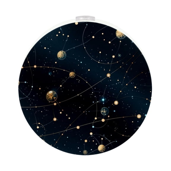 Constellation LED Round Night Light-2PCS, Plug-in Wall Nightlight with Dusk-to-Dawn Sensor for Bedroom, Bathroom, Soft White Glow - Pack of 2 Auto on/Off Night Lights