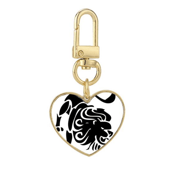 Constellation Leo Zodiac Sign Gold Heart Keychain Metal Keyring Holder