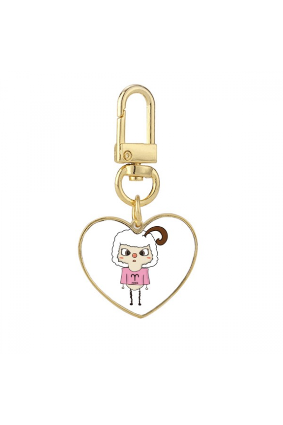 Constellation Luck Tendency Aries Meteor UU Gold Heart Keychain Metal Keyring Holder