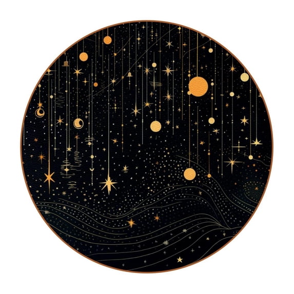 Constellation Microfiber Leather Round Coaster Set (6PCS) - 11x11 cm/4.3x4.3 in, Absorbent Drink Coasters with Holder Storage Stand, Heat, for Home and Kitchen Décor