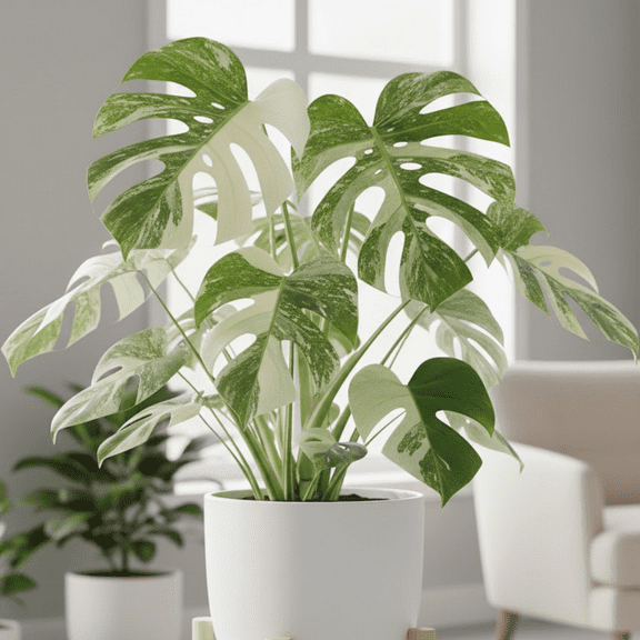 Constellation Monstera Plants, Rare Tropical Houseplants for Home Decor, 4 to 6 Inches Tall, Variegated Monstera, Green and Cream Leaves