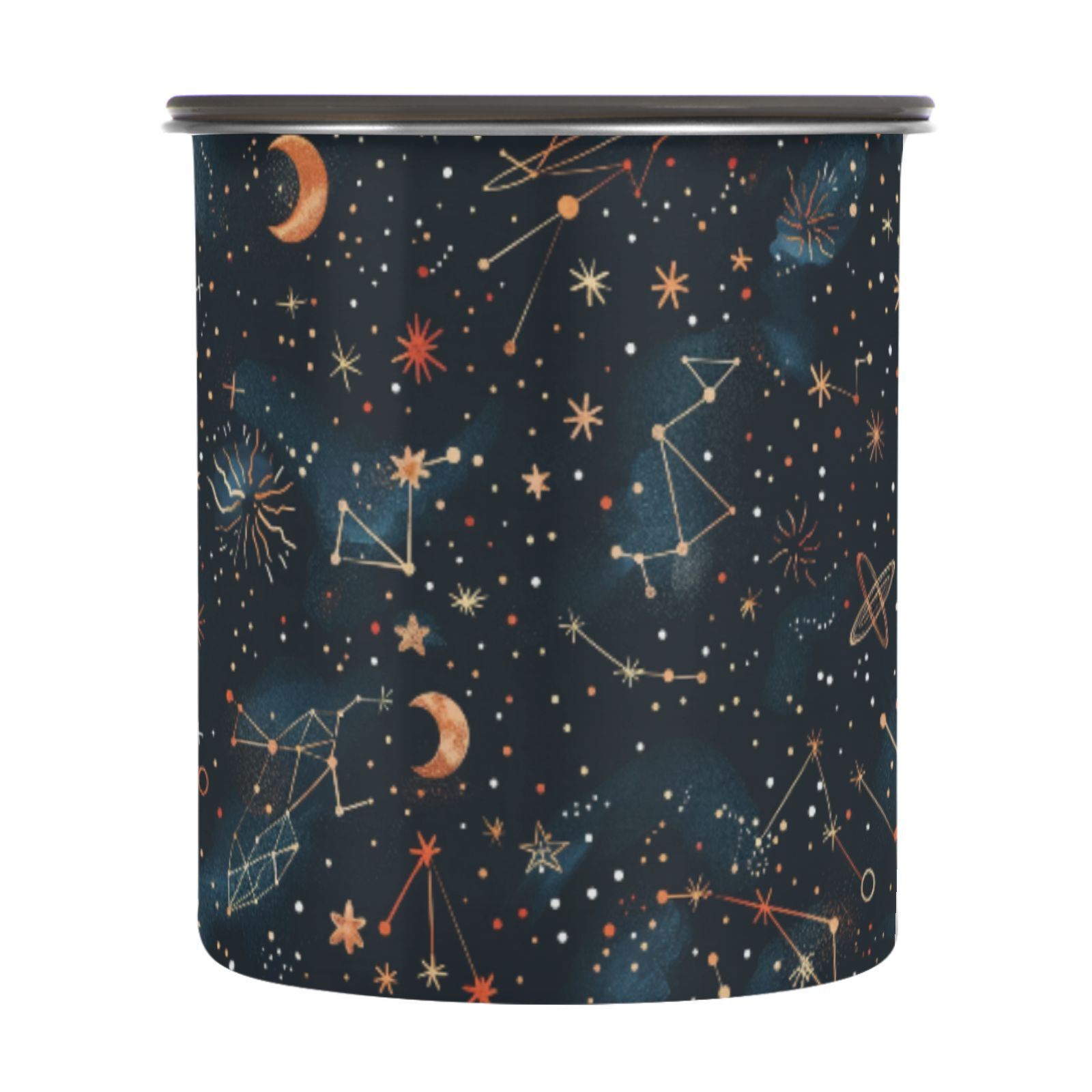 Constellation Moon Stars Airtight Coffee Bean Canister 30oz Food Storage Containers with Lids For Gournd, Tea, Sugar, Flour, Rice, Cereal, Candy Cookie Jar