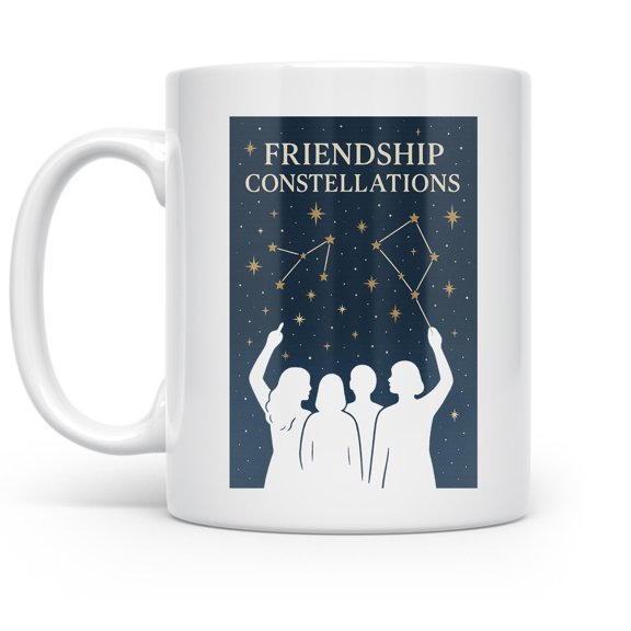 Constellation Night Sky Design - Best Friend - 11 oz Ceramic Coffee Mug
