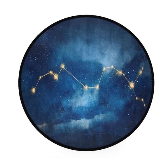 Constellation Night Sky Memory Foam Bath Mat 36" Absorbent Rug with Non Slip Base and 4 Bonus Pads