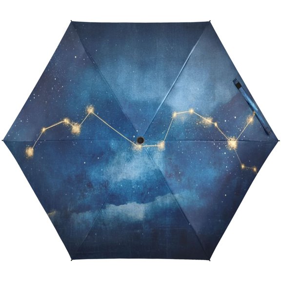 Constellation Night Sky Umbrellas for Sun Auto Open Close UV50+ Waterproof 5-Fold Compact Fiberglass Frame