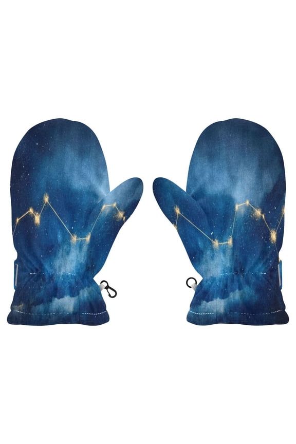 Constellation Night Sky Witch Cauldron Pattern Cold Weather Mittens Cozy Gloves with Adjustable Fit Perfect for Outdoor Fun