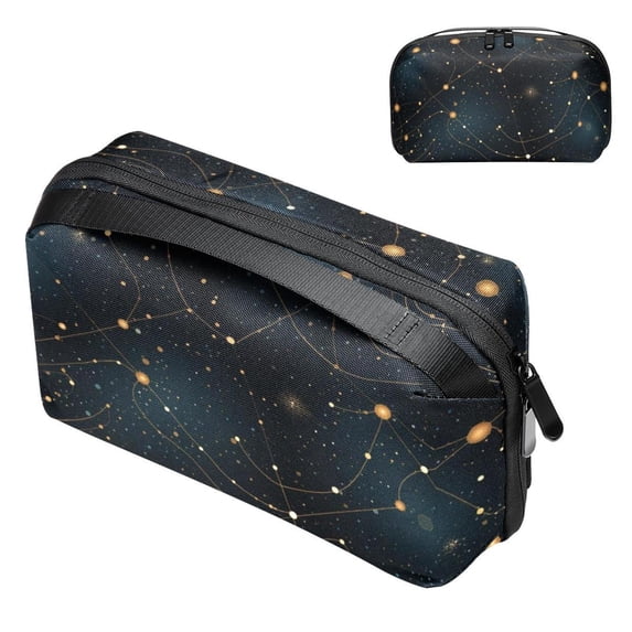 Constellation Oxford Cloth Waterproof USB Pouch with Hard Drive Cases, Hard Drive Bag, Charger Storage Organizer, Cable Organizer Clips - 5.9x9.44x3.14 in
