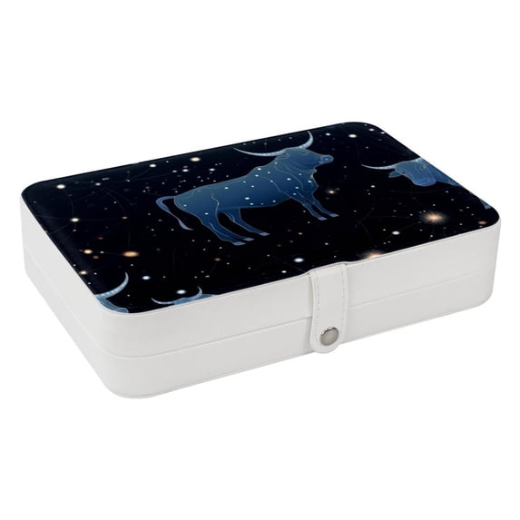 Constellation PU Leather Jewelry Display Organizer Box with Removable Compartment, Portable Jewelry Organizer