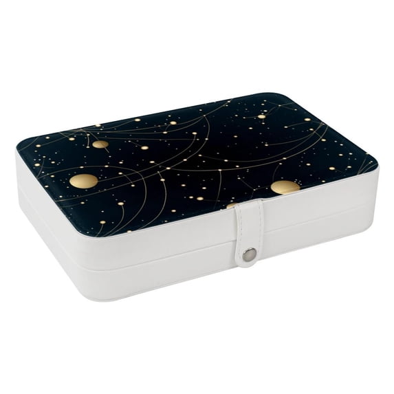 Constellation PU Leather Jewelry Organizer with Removable Compartment, Portable Decorative Box, Storage Box, and Earring Organizer