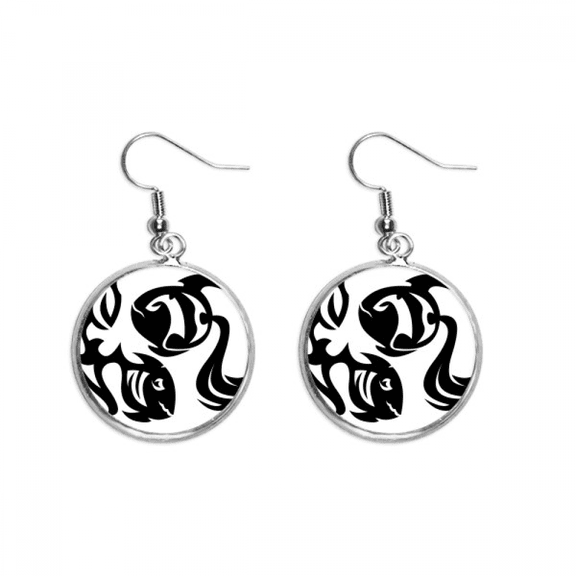 Constellation Pisces Zodiac Sign Ear Dangle Silver Drop Earring Jewelry Woman