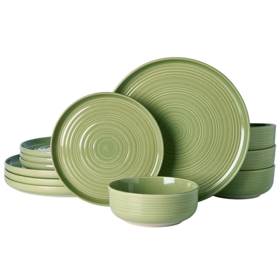 Famiware Constellation 12-Piece Stoneware Dinnerware Set, Olive Green