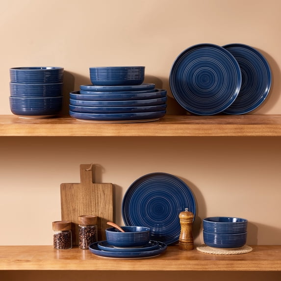 Famiware Constellation 12-Piece Stoneware Dinnerware Set, Abysses Blue