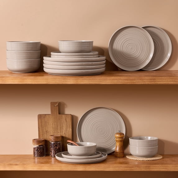 Famiware Constellation 12 Pieces Dinnerware Stoneware Sets, Cinnamon Brown