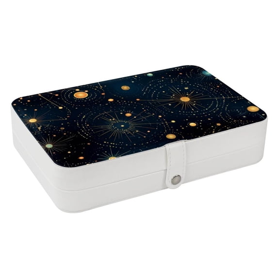 Constellation Portable PU Leather Jewelry Organizer with Necklace Holder, Jewelry Stand, and Earring Holder - Removable Compartment Included