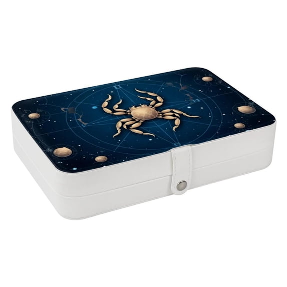 Constellation Portable PU Leather Jewelry Storage Box with Removable Compartment, Earring Holder, Bracelet Holder, and Jewelry Stand