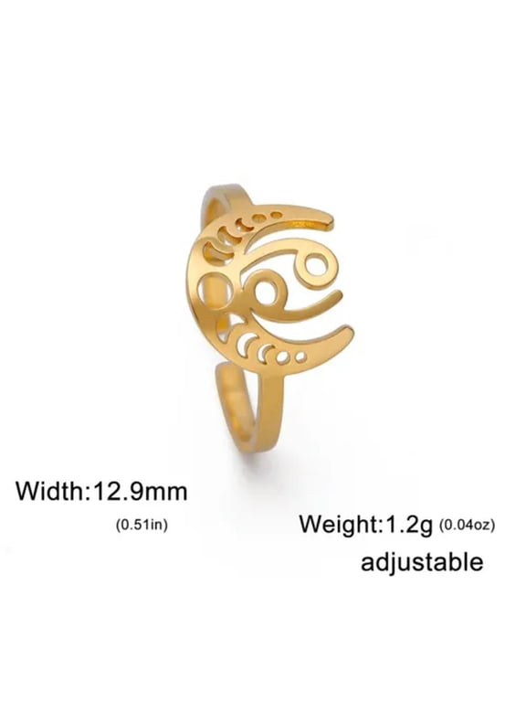 Constellation Rings Stainless Steel 12 Zodiac Open Ring Taurus Leo Jewelry Gift