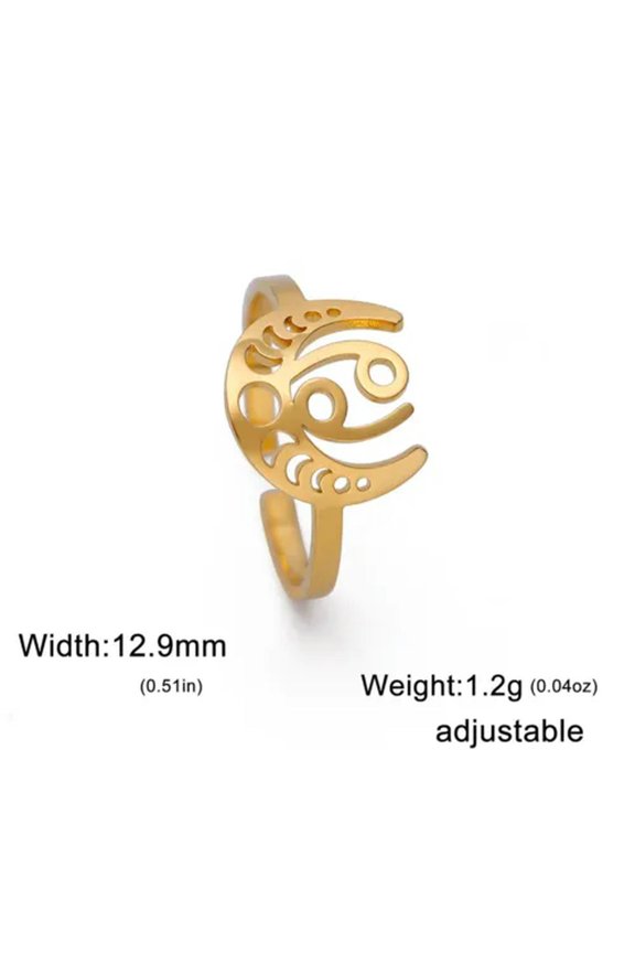 Constellation Rings Stainless Steel 12 Zodiac Open Ring Taurus Leo Jewelry Gift