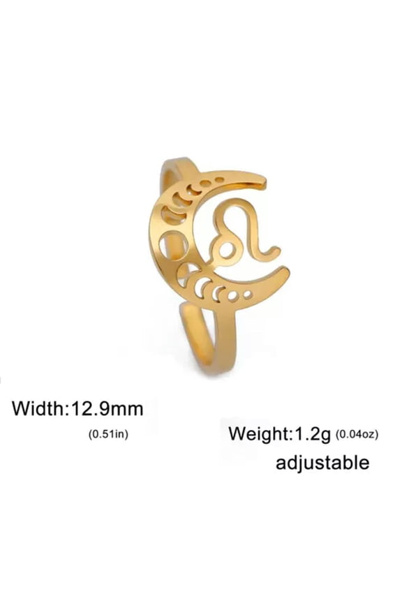 Constellation Rings Stainless Steel 12 Zodiac Open Ring Taurus Leo Jewelry Gift