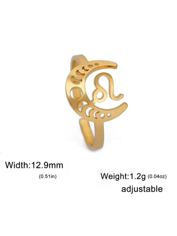 Constellation Rings Stainless Steel 12 Zodiac Open Ring Taurus Leo Jewelry Gift