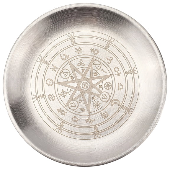 Constellation Ritual Plate Stainless Steel Flat Bowl Round Silvery Tray Offering Bowl Dish Holder Jewelry Dish