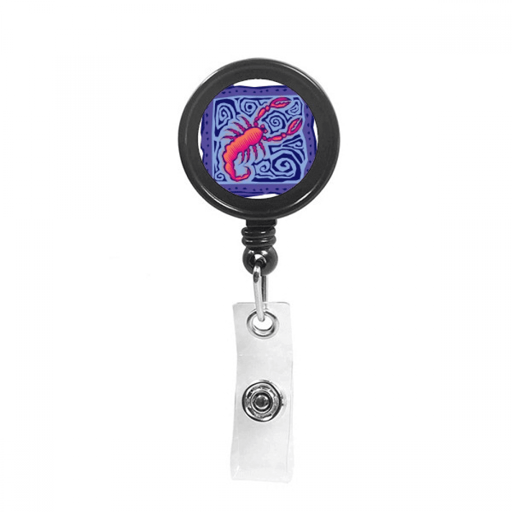 Constellation Scorpio Mexicon Culture Engraving Retractable Keychain Badge Holder ID Badge