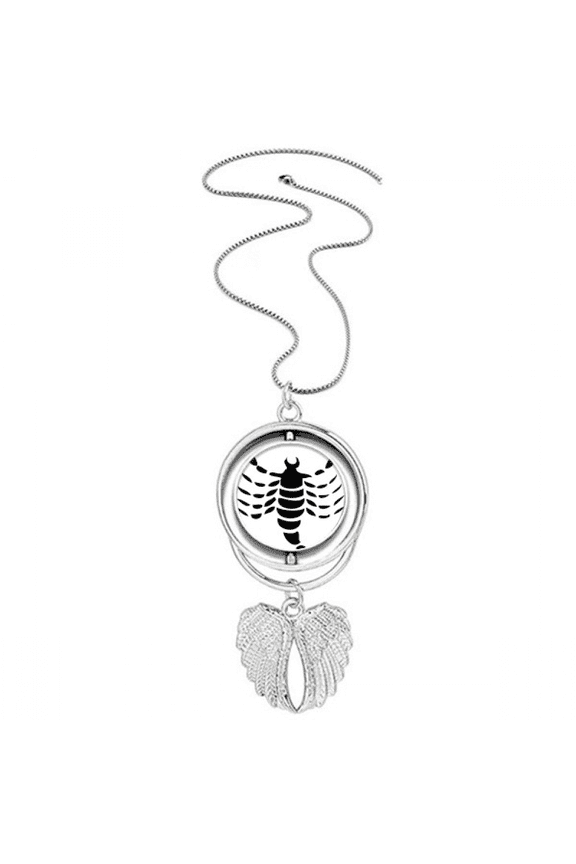 Constellation Scorpio Zodiac Sign Pendant Angel Wings Rotating Necklace Jewelry