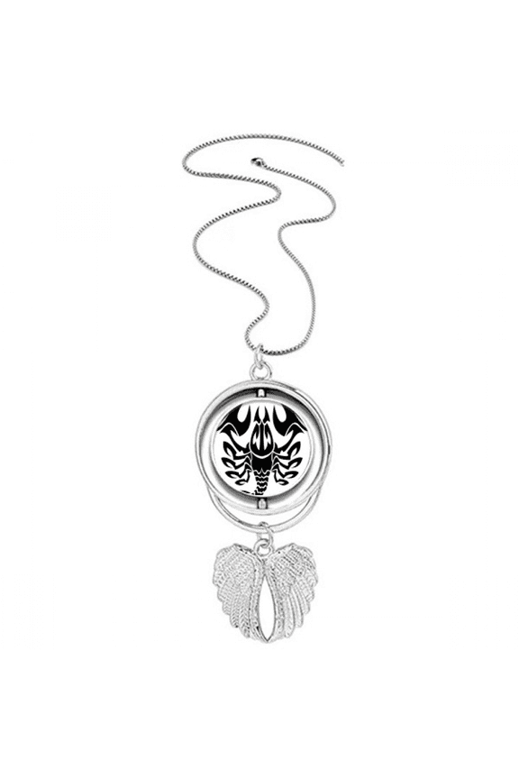 Constellation Scorpio Zodiac Sign Pendant Angel Wings Rotating Necklace Jewelry