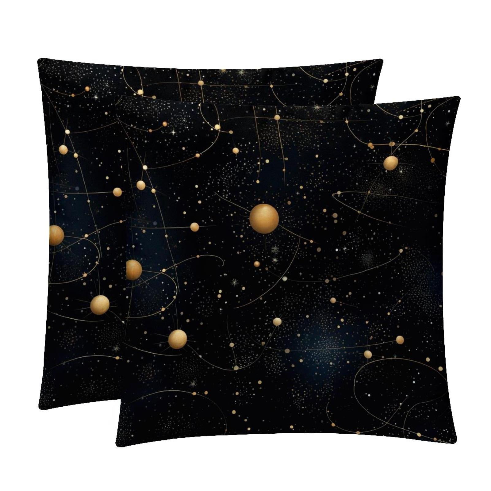 Constellation Set of 2 Velvet Throw Pillow Covers Inserts with 16x16