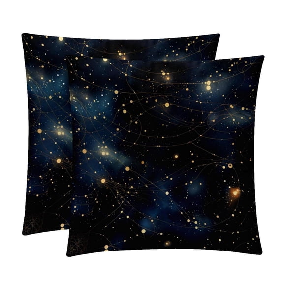 Constellation Set of 2 Velvet Throw Pillow Covers with Unique Patterns in 16x16, 18x18, and 20x20 Inches for Various Occasions - Throw Pillow Inserts Included
