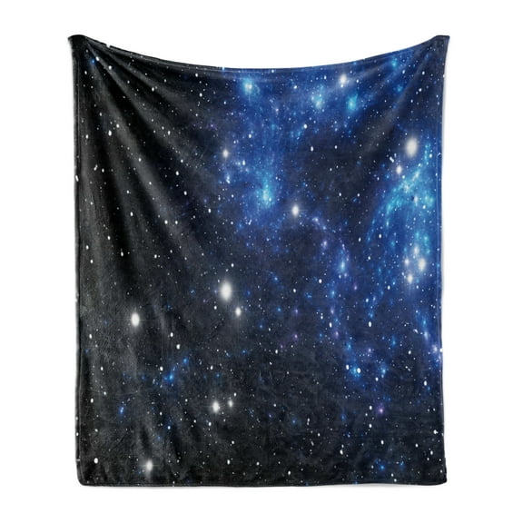 Constellation Soft Flannel Fleece Blanket, Outer Space Star Nebula Astral Cluster Astronomy Theme Galaxy Mystery, Cozy Plush for Indoor and Outdoor Use, 50" x 70", Blue Black White, by Ambesonne