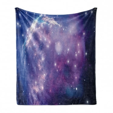 Constellation Soft Flannel Fleece Blanket, Purple Nebula Mysterious Cluster Motion Smoky Dreamy Outer Space, Cozy Plush for Indoor and Outdoor Use, 50" x 70", Purple Aqua Dark Blue, by Ambesonne