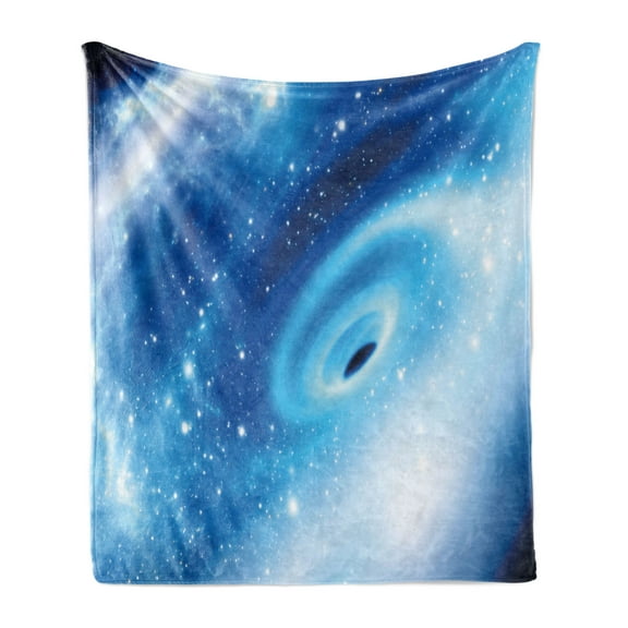 Constellation Soft Flannel Fleece Blanket, Supermassive Black Hole at the Milky Way Galactic Center Astral Motion, Cozy Plush for Indoor and Outdoor Use, 60" x 80", Aqua Blue White, by Ambesonne