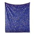 thumbnail image 1 of Constellation Soft Flannel Fleece Throw Blanket, Astronomy Science Names of Stars Zodiac Signs Night Sky, Cozy Plush for Indoor and Outdoor Use, 60" x 80", Pale Yellow Violet Blue, by Ambesonne, 1 of 5