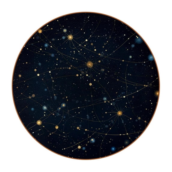 Constellation Stylish Round Coasters Set of 6, Microfiber Leather Drink Coasters, 11x11 cm/4.3x4.3 in, Cup Mat