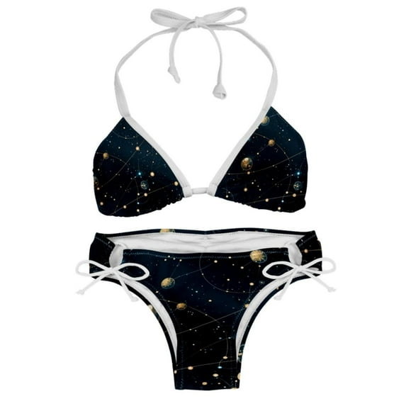 Constellation Swimsuit Women Bikini Set with Detachable Sponge & Adjustable Strap, Two-Pack Ideal for Beach & Pool Parties