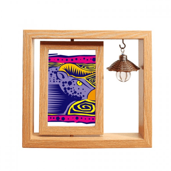 Constellation Taurus Mexicon Culture Engraving Wooden Rotating Picture Photo Frame 4x6