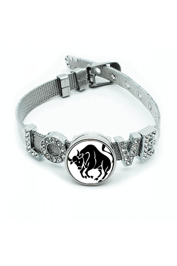 Constellation Taurus Zodiac Sign Bracelet Wristband Crystal Love Adjustable Bangle
