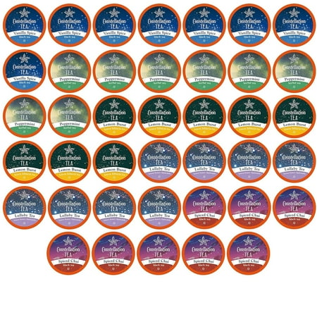 Constellation Tea Assorted Tea Variety Pack Chai, Chamomile, Peppermint, & Hibiscus Tea Pods, 40 Pc