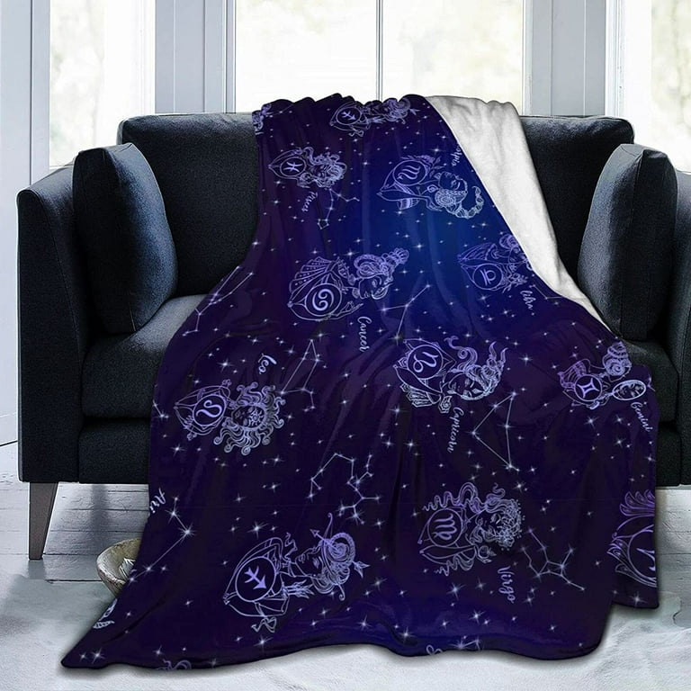 Constellation Throw Blanket Flannel Constellations Blanket Warm Soft 12 Horoscope Astrology Throw Blankets Constellation Theme Home Decor 80 X60 Walmart