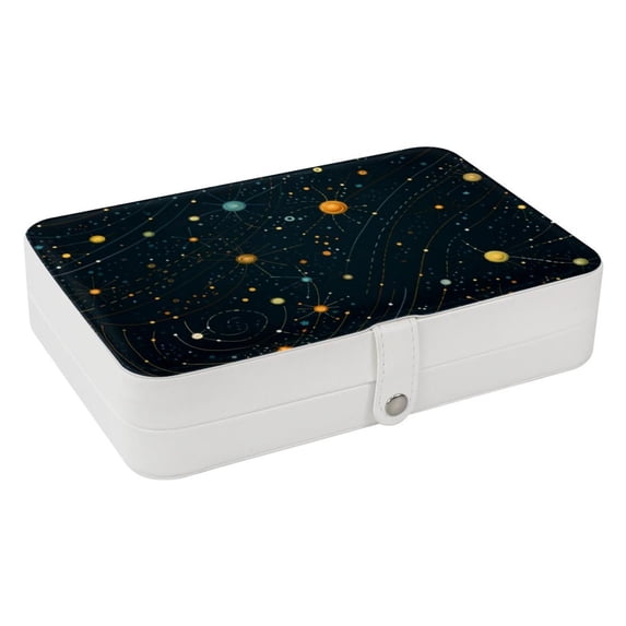 Constellation Travel Organizer Decorative Box Earring Holder PU Leather with Removable Compartment Portable Display Case